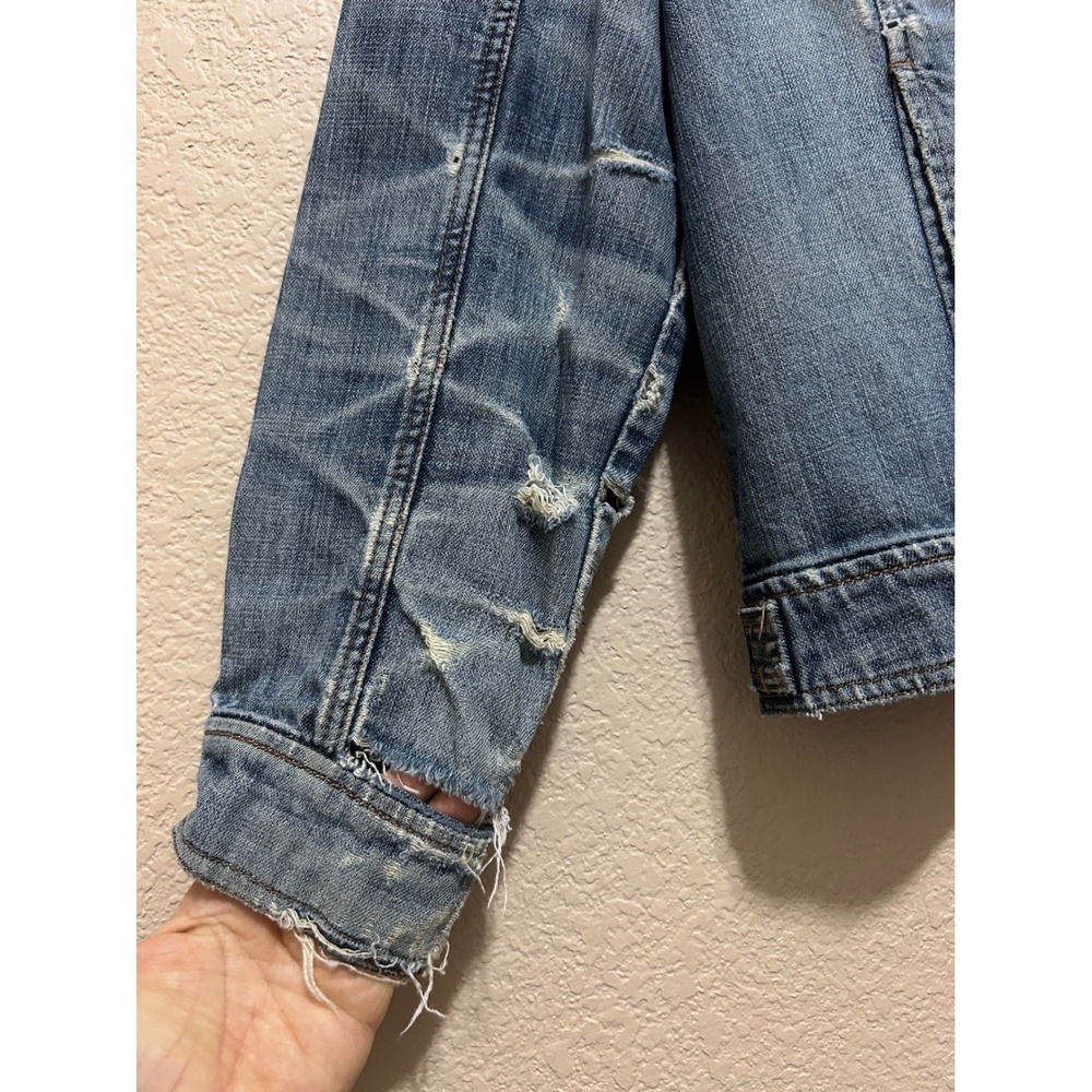 Coldwater Creek 16 Distressed Embroidered Denim Jacket Blue Sequin Boho Trucker - Picture 9 of 15